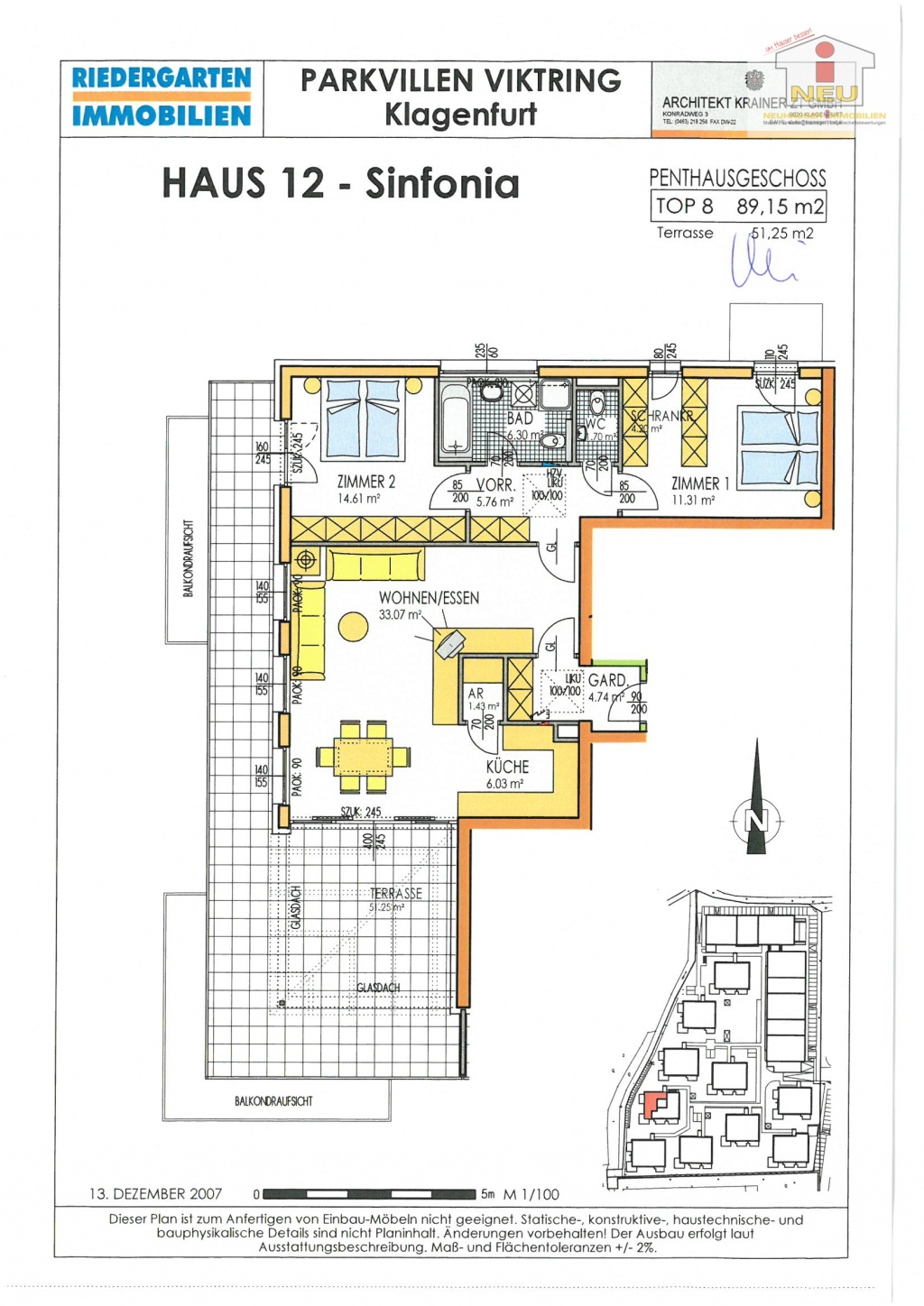 Waldrand Eurospar schönen - 3 Zi Penthouse 90m² mit XXL Terrasse - Viktring