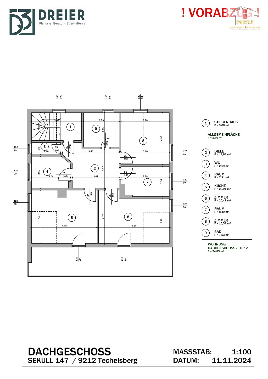  - 300m² Mehrfamilienhaus mit 3 Wohnungen am Techelsberg - Sekull