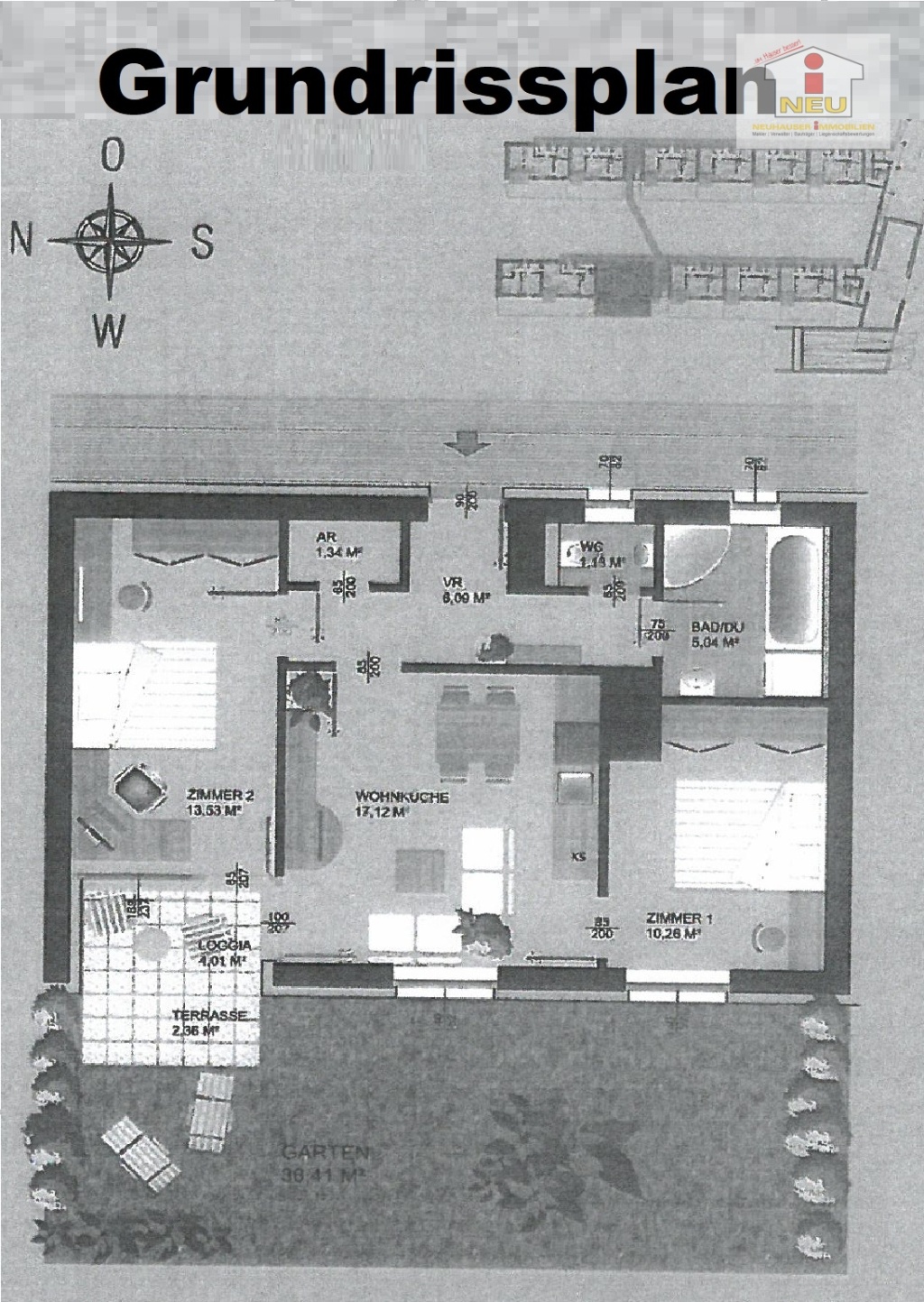  - 3 Zimmer Gartenwohnung im Zentrum von Klagenfurt mit Tiefgarage